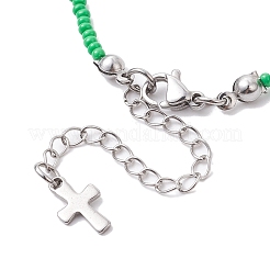 Bracelets en résine mauvais œil et graines de verre&nbsp;BJEW-MZ00049
