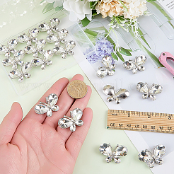Cabochon a forma di farfalla con strass in lega color platino&nbsp;DIY-FG0009-98B