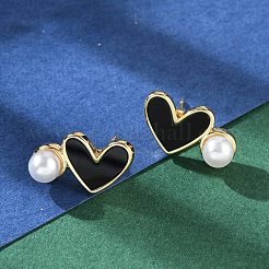 Aretes de latón con forma de corazón&nbsp;EJEW-C141-01G