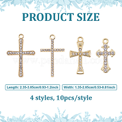 40 stücke 4 stile legierung strass anhänger&nbsp;FIND-ME0003-43