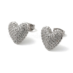 Orecchini a bottone con micro pavè di zirconi cubici in ottone con placcatura a cremagliera&nbsp;EJEW-L224-73P