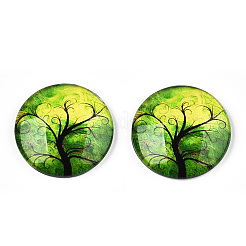 Halbrund / Dom Baummuster Glas flatback BlumeCabochons für DIY-Projekte&nbsp;GGLA-Q037-25mm-M28-06