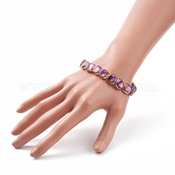 Bracelet extensible en perles de verre rectangle pour femme&nbsp;BJEW-JB08102