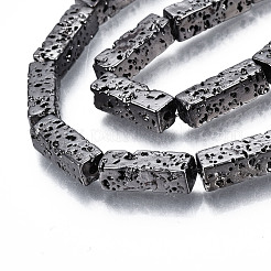 Fili di perle di roccia lavica naturale elettrodeposta&nbsp;G-T114-63