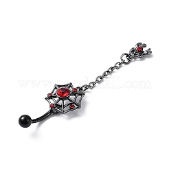 Anillos colgantes para el vientre con dije de rhinestone de jacinto&nbsp;AJEW-D053-01D-EB