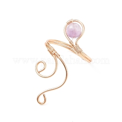 Anello da dito con perline rotonde in pietra mista naturale e sintetica&nbsp;RJEW-JR00517