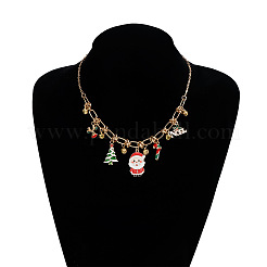 Legierung Emaille Santa Claus Weihnachtsbaum Zuckerstange Anhänger Lätzchen Halsketten für Frauen&nbsp;FS-WG5D6F3-01
