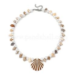 Colliers pendentifs ronds en perles de verre opaque acrylique&nbsp;NJEW-JN06306-02