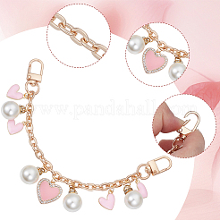 2 pièce 2 styles rose en alliage de zinc émaillé nœud papillon coeur breloque chaîne de câble chaînes de sac à main&nbsp;FIND-BBC0004-58