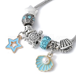 3 set di braccialetti con ciondoli di perline europee a tema oceano&nbsp;BJEW-JB11587
