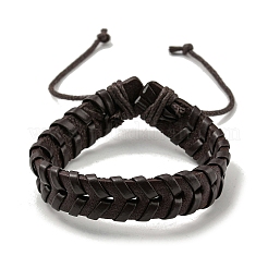 Verstellbares Armband aus PU-Leder und gewachster geflochtener Kordel&nbsp;BJEW-F468-04