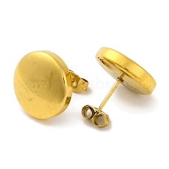 Orecchini a bottone tondo piatto in acciaio inossidabile 304 placcati ioni (ip)&nbsp;EJEW-D281-26G