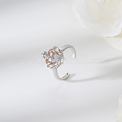 Rhodinierte 925 Manschettenringe aus Sterlingsilber&nbsp;RJEW-C064-45C-P