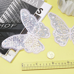Schmetterlings-Polyester-Stickerei-Ornamentzubehör&nbsp;PATC-WH0008-23