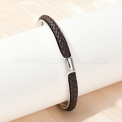 Armreifen aus Mikrofaser-Lederkordel aus Edelstahl 304&nbsp;BJEW-D304-14P-02