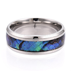 Anillos de dedo de banda ancha de acero inoxidable 201&nbsp;RJEW-T005-13-07