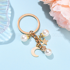Porte-clés en alliage ABS et plastique imitation perle&nbsp;KEYC-YW00215