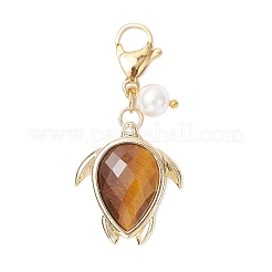 Decorazioni pendenti a forma di tartaruga sfaccettata con cristallo di quarzo naturale&nbsp;HJEW-JM03321