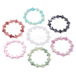 7 Stück Stretch-Armbänder mit Kreuz-Acrylperlen in 7 Farben für Frauen und Männer&nbsp;BJEW-JB11434