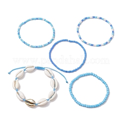 5 Stück Armbandset aus Glasperlen in 4 Stilen und 1 Muschelperlenarmbänder&nbsp;BJEW-TA00587-03