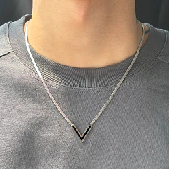 Collar con colgante de letra V en acero inoxidable 304 con concha natural&nbsp;FS-WGFDEEC-04
