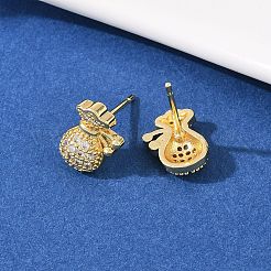 Messing Micro Pave klare Zirkonia Tasche Ohrstecker&nbsp;EJEW-F400-11G