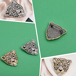 2 Stück Brosche mit Strassen und Leopardenmuster in zwei Farben.&nbsp;JEWB-CA0001-27
