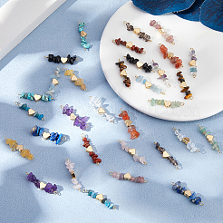 32 Stück 16 Stile natürliche gemischte Edelstein-Chip-Anschluss-Charms&nbsp;PALLOY-FH00095