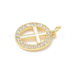 Pendentifs en laiton micro pavé de zircons cubiques transparents et émail&nbsp;KK-L253-12G-03