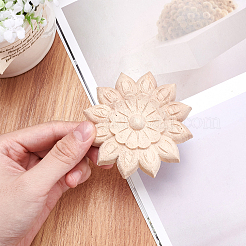 Bois de caoutchouc massif naturel sculpté onlay applique artisanat&nbsp;WOOD-GF0001-29