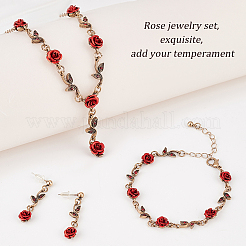 Orecchini pendenti con fiore di rosa in strass siamesi&nbsp;SJEW-AN0001-13