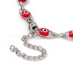 Bracelet en acier inoxydable 304 avec maillons œil de cheval et perles en résine pour femme&nbsp;BJEW-F439-01P