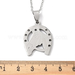 201 collane con ciondolo a forma di cavallo in acciaio inossidabile&nbsp;LS-NJEW-H065-23P