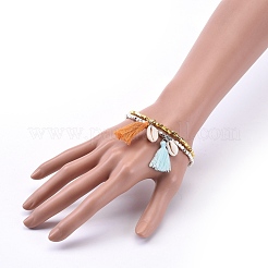 Bracciali elasticizzati in ottone perline&nbsp;BJEW-JB04056