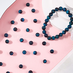 50 Stück natürliche blaue Tigerauge-Perlen&nbsp;G-SP0001-36