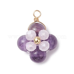 4 Stück 4 Stile natürlicher Amethyst & Tigerauge & Lapislazuli & Karneol Kupferdraht gewickelte Anhänger&nbsp;PALLOY-TA00356