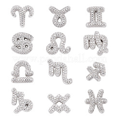 12 pz 12 stili dodici costellazioni pendenti in ottone micro pavé di zirconi cubici trasparenti&nbsp;KK-TA0008-96P