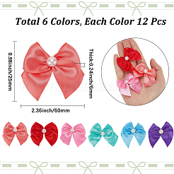 72 pièce 6 couleurs nœud papillon accessoires de décoration en polyester&nbsp;DIY-SP0003-60A