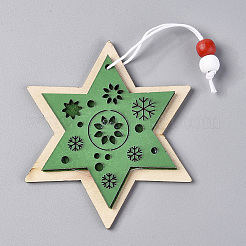 Rennes et arbre de Noël et ornements en bois hexagramme&nbsp;DIY-TAC0007-23