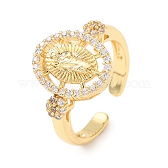 Religiöse Messing-Manschettenringe mit Mikropavé-Fassung und Zirkonia-Steinen&nbsp;LS-RJEW-F204-06G