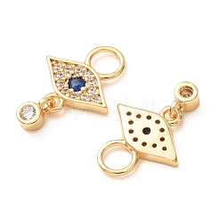 Breloques en laiton micro pavé de zircons cubiques bleu marine&nbsp;CU-K002-18G