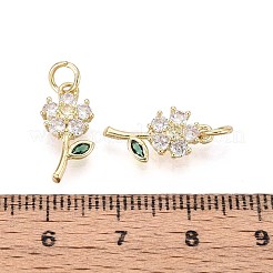 Pendentifs avec zircon cubiques à micro-pavés en laiton&nbsp;KK-T071-124G