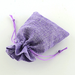 Sacs en polyester imitation toile de jute sacs à cordon&nbsp;X-ABAG-R004-14x10cm-08