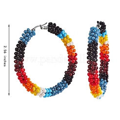 Orecchini a cerchio da donna con perline di semi di vetro boho&nbsp;EJEW-SW00003