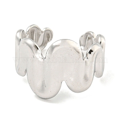 Anillos de dedo abiertos de acero inoxidable 304 con ondas que no se deslustran para mujer&nbsp;RJEW-P114-01P