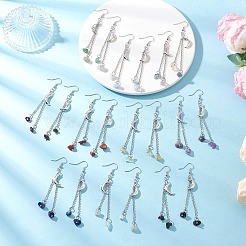 10 Paar 10 Stile Messing Mond Ohrhänger&nbsp;EJEW-JE06676