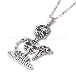 Colliers avec pendentif en acier inoxydable Skull 201&nbsp;NJEW-K253-32P