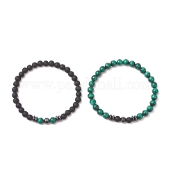 Bracelet extensible en perles d'agate noire naturelle&nbsp;BJEW-JB13435