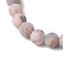 3 pz 3 stili braccialetti elastici con perline di diaspro zebra rosa naturale per le donne&nbsp;BJEW-JB11004
