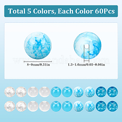 300pcs 5 Farben transparente Glasperlen&nbsp;GLAA-SC0002-42C